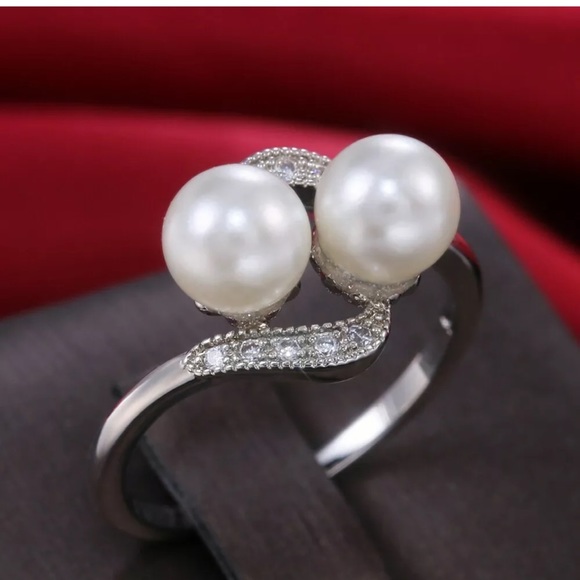 White Pearl 925 Silver Rings Jewelry Wedding Party - Picture 3 of 7